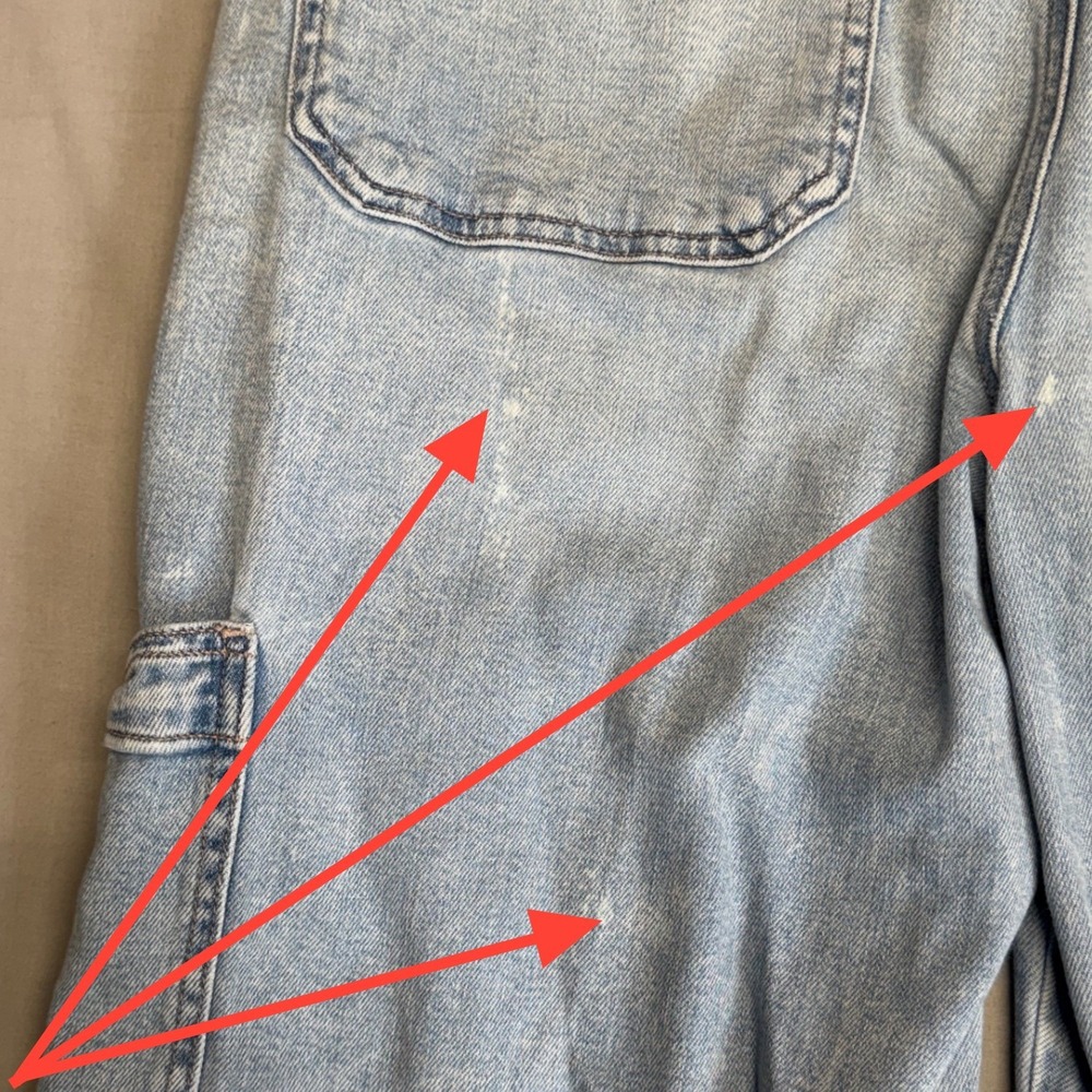 American Eagle Super High-Rise Baggy Wide Leg Cargo Jeans Light Size 12 Regular - Picture 6 of 12